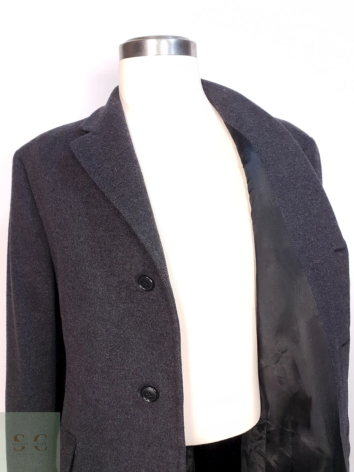 Abrigo Largo Plomo San Remo Lana Virgen Cashmere Talla 2XL 3