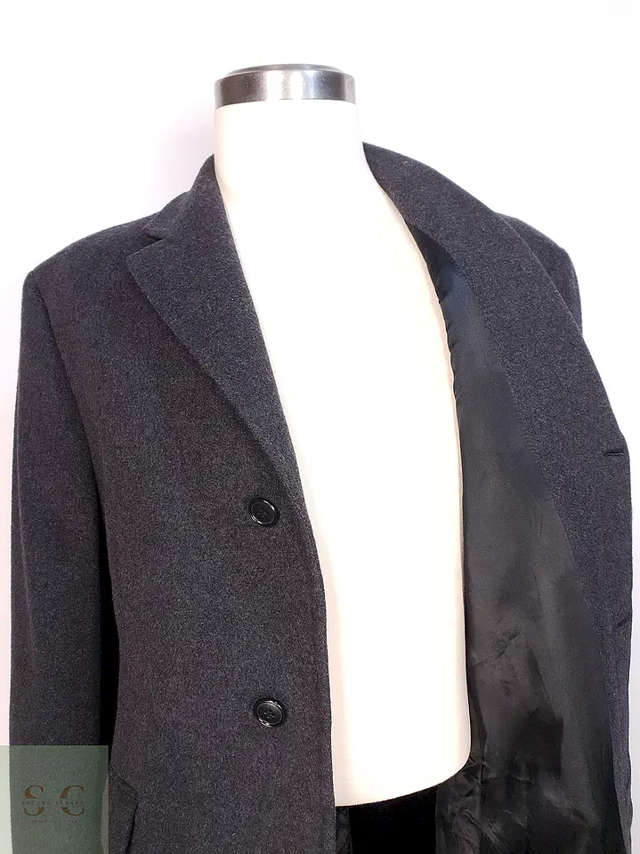 Abrigo Largo Plomo San Remo Lana Virgen Cashmere Talla 2XL 3