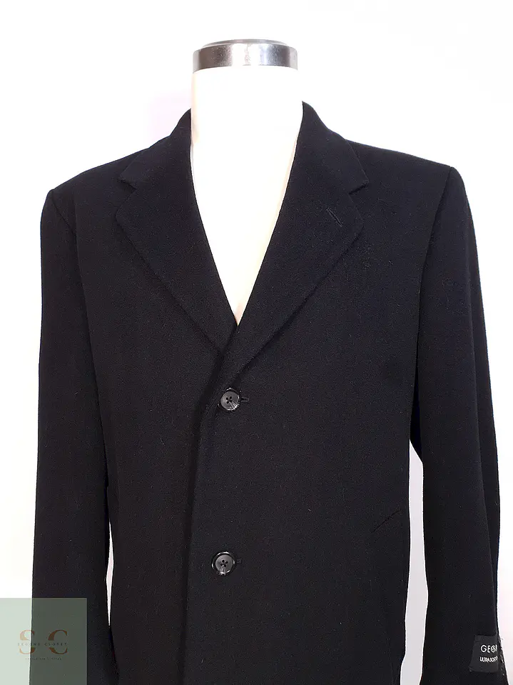 Abrigo Largo Negro Lana George Talla XL 2