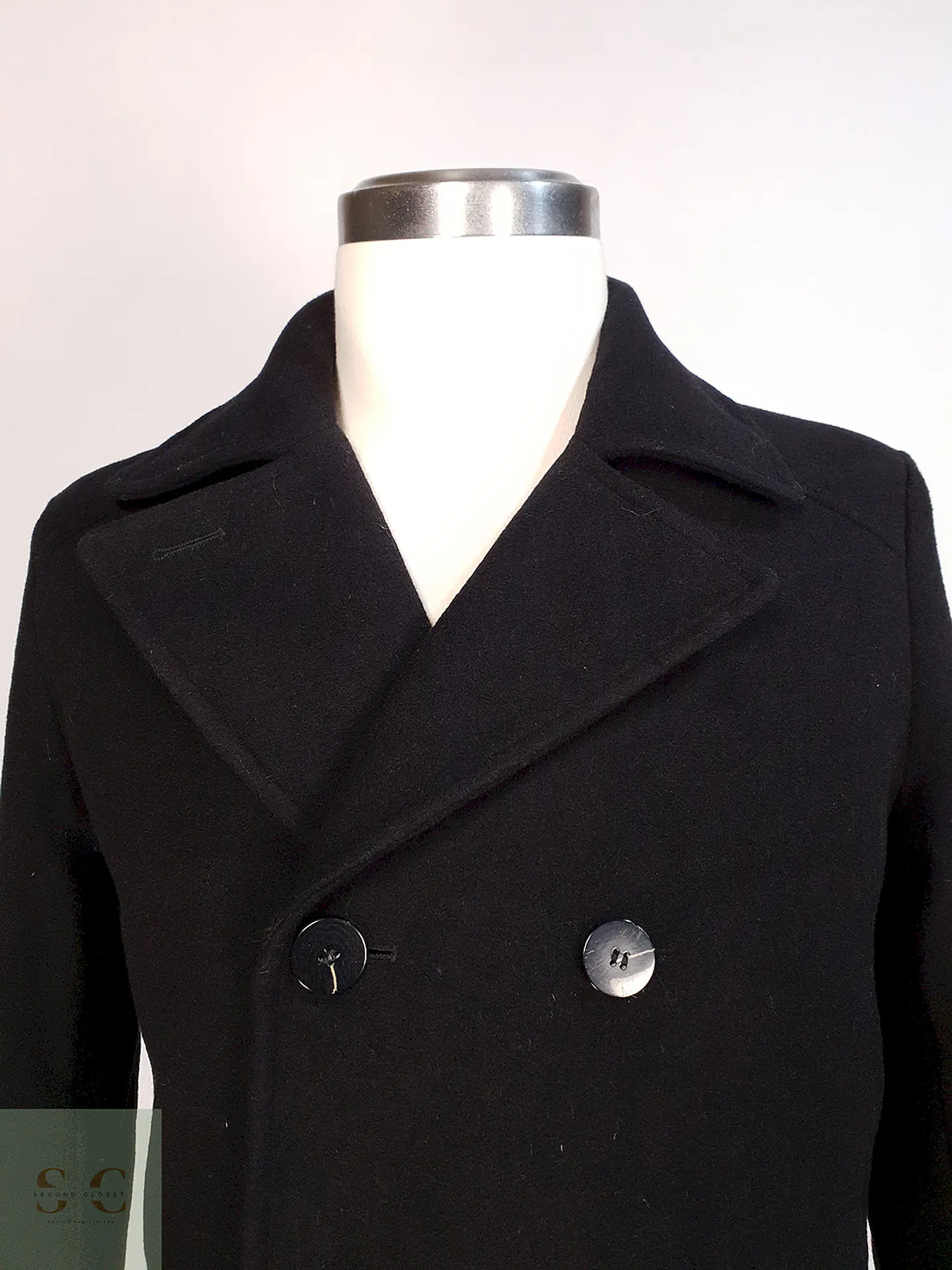 Abrigo Marinero Negro Kenneth Cole - Lana Talla S 6