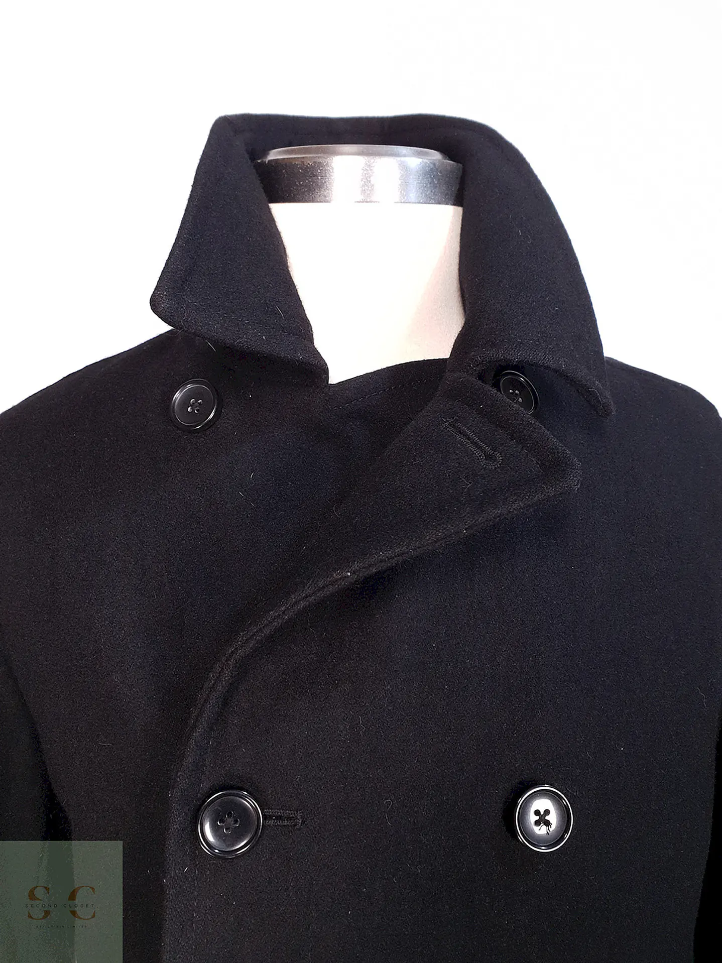 Abrigo Marinero Negro Merona Lana Talla M 3