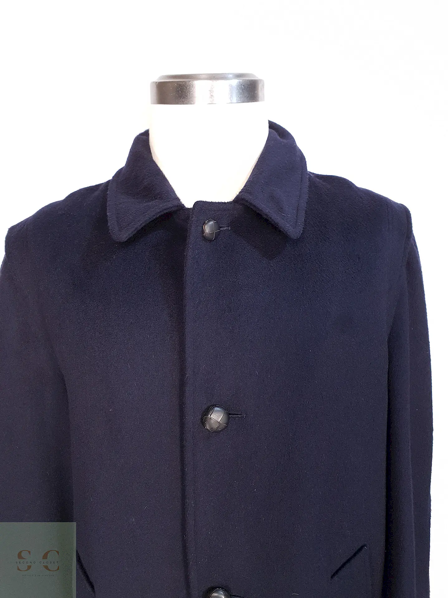 Abrigo Largo Azul Marino Merlet Original Lana y Lana de Cordero Talla LXL 5