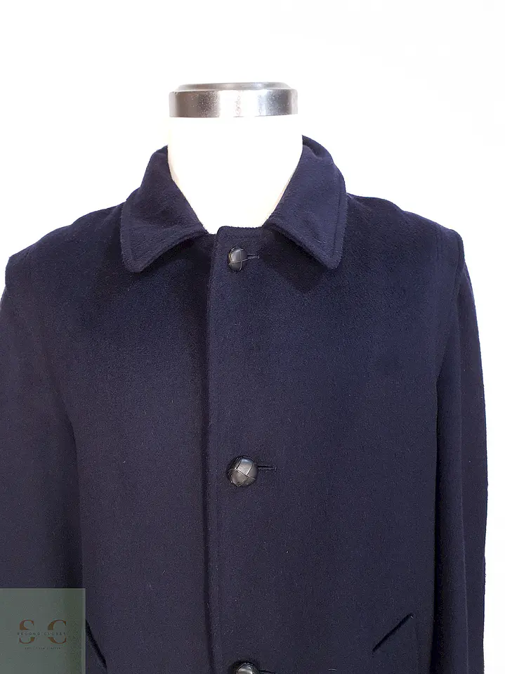 Abrigo Largo Azul Marino Merlet Original Lana y Lana de Cordero Talla LXL 5