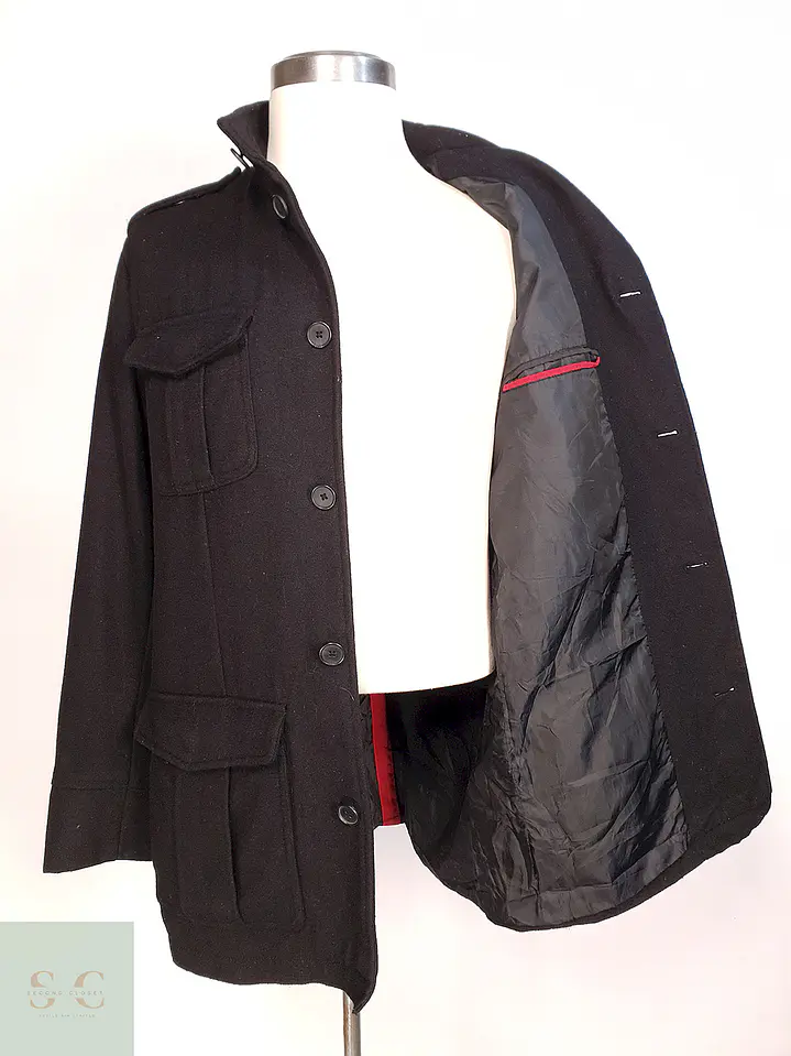 Abrigo Chaqueta Alfani Negro - Lana Talla L 3