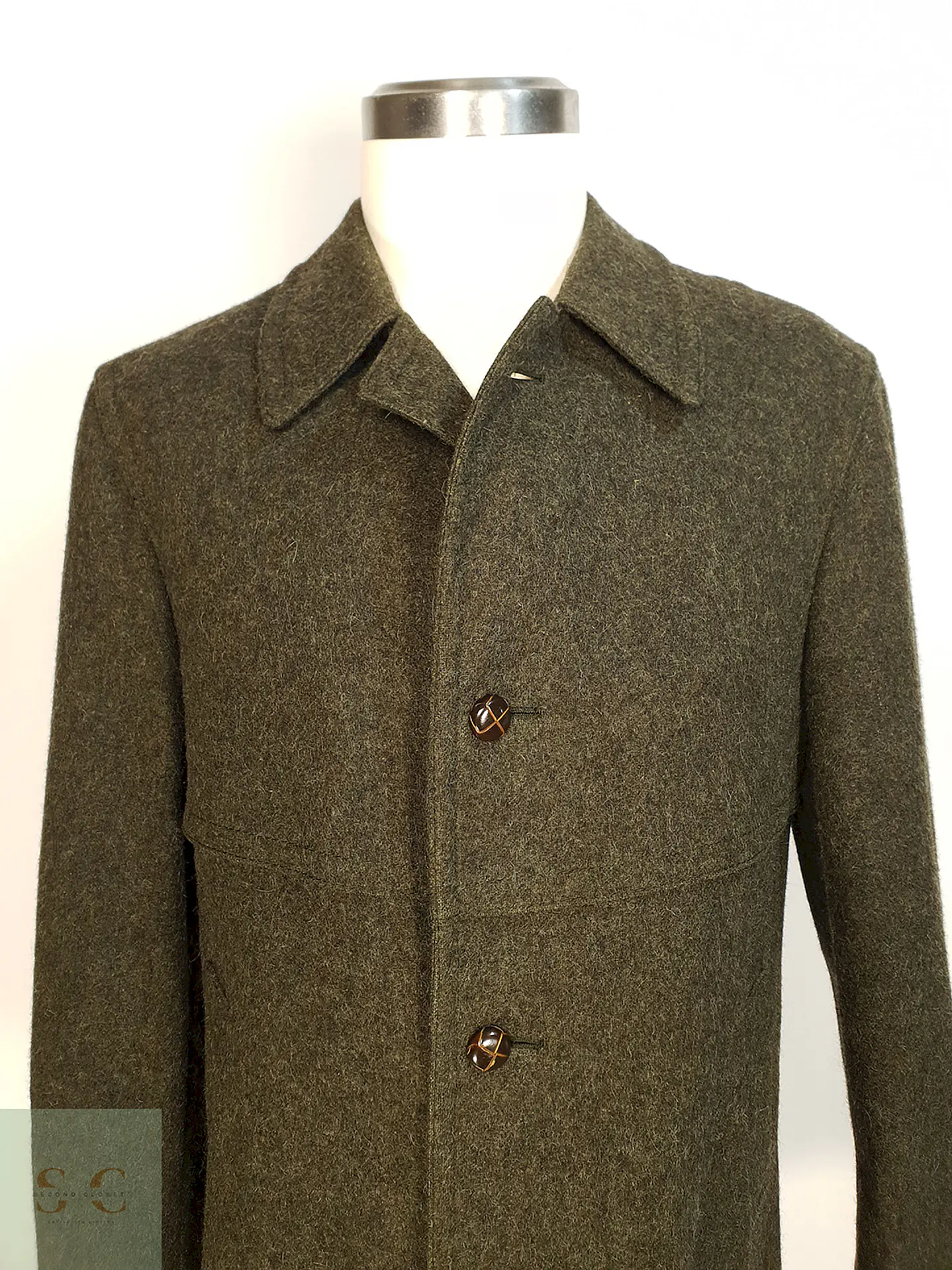 Abrigo Largo Loden Verde Baur Tirol 100% Lana Virgen Talla L 4