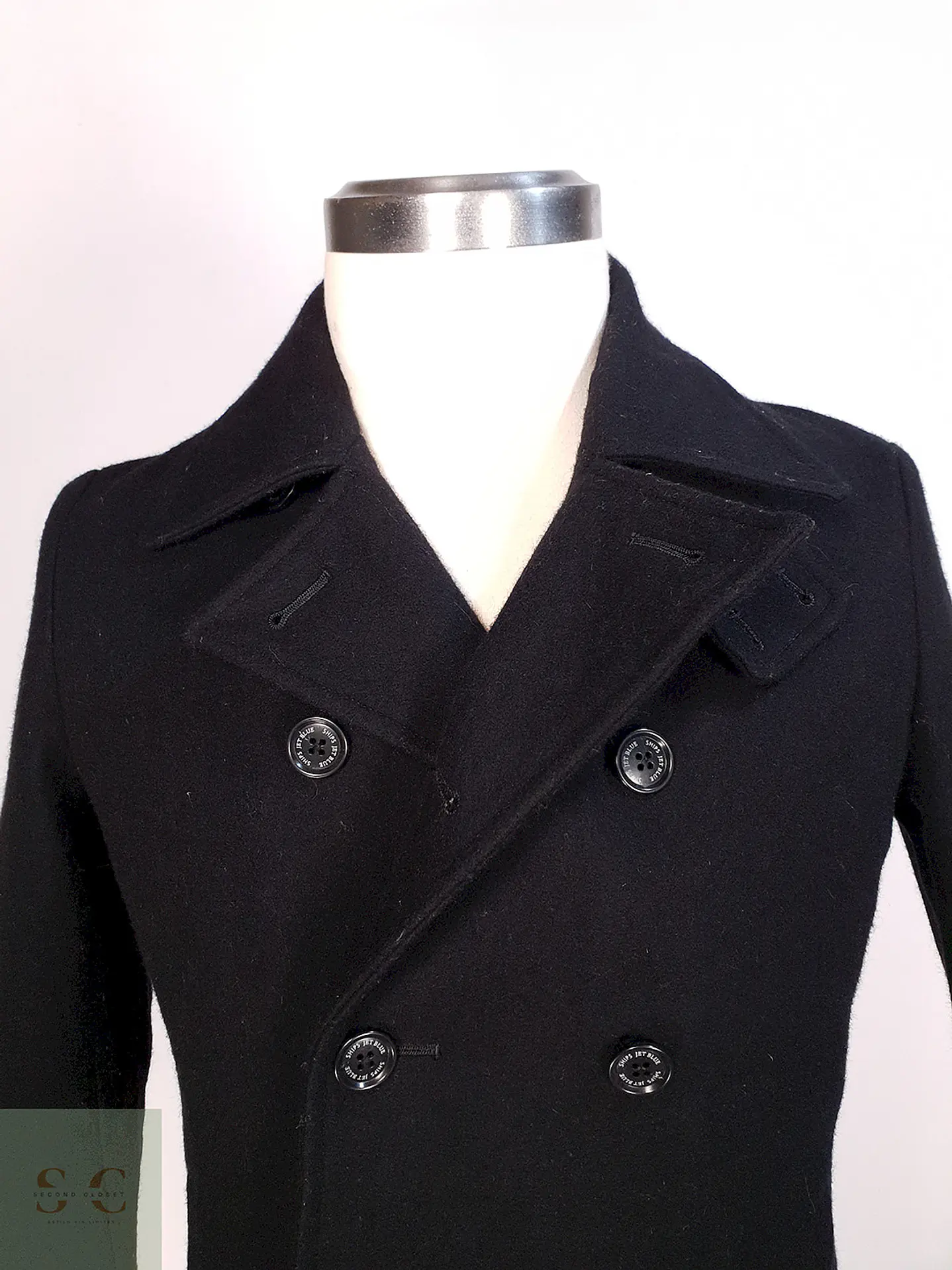 Abrigo Marinero Negro Japonés Ships Jet Blue - Lana Talla XS 5