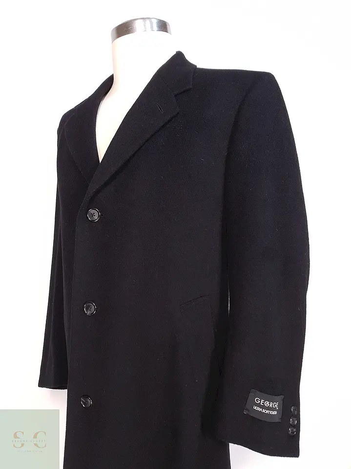 Abrigo Largo Negro Lana George Talla XL 6