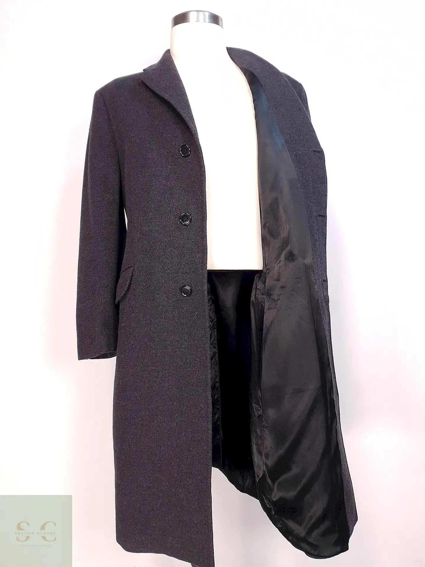 Abrigo Largo Plomo San Remo Lana Virgen Cashmere Talla 2XL 2