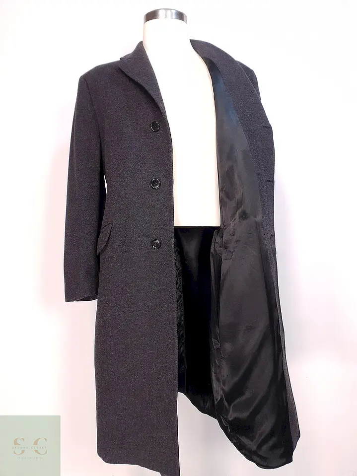 Abrigo Largo Plomo San Remo Lana Virgen Cashmere Talla 2XL 2