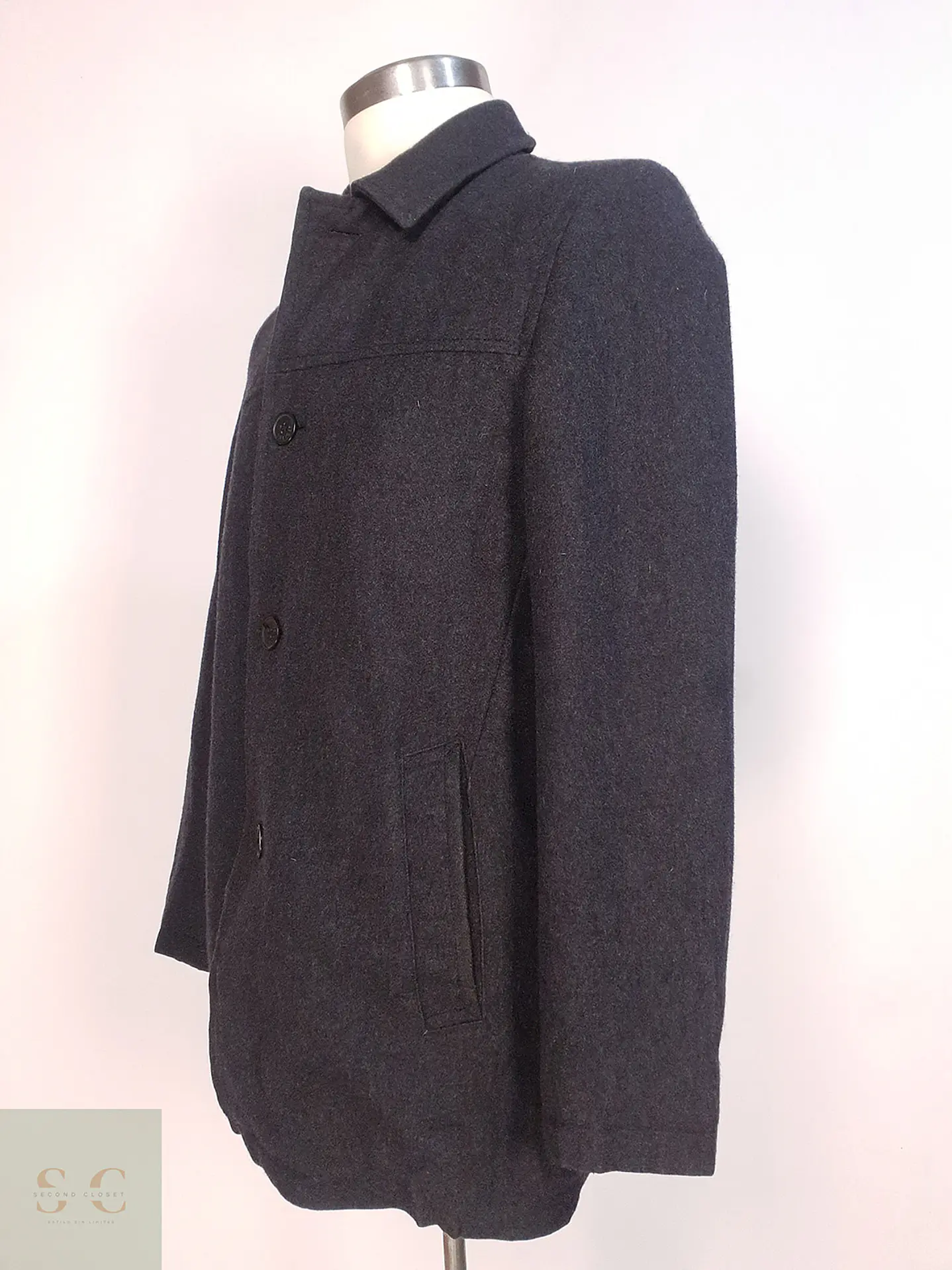 Abrigo Tommy Hilfiger Plomo - Lana Talla SM 7