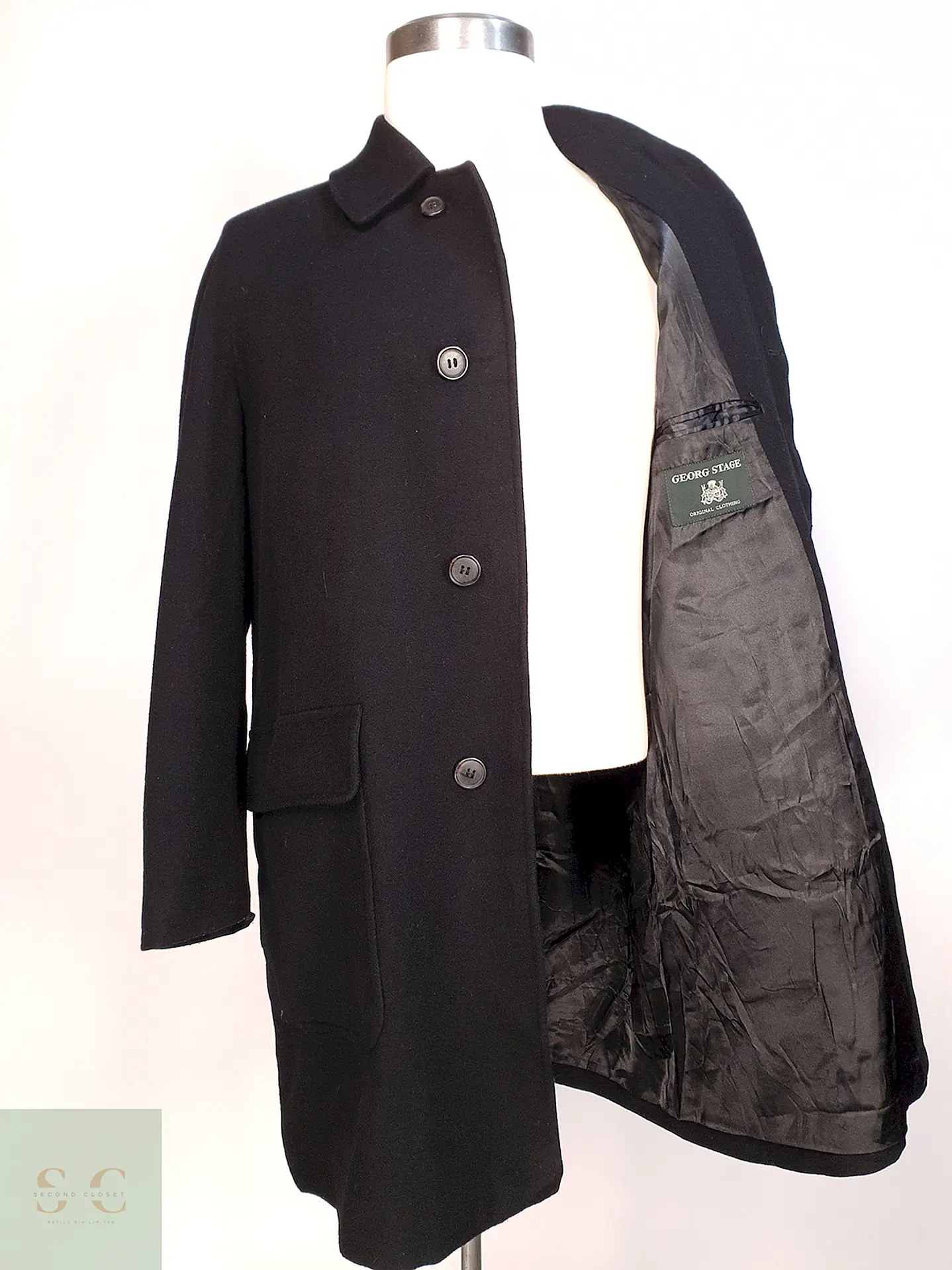 Abrigo Japonés Georg Stage Negro Lana Cashmere Talla ML 1