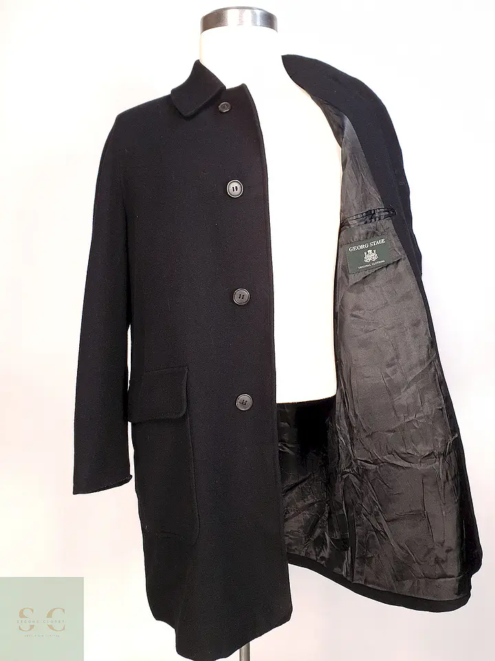 Abrigo Japonés Georg Stage Negro Lana Cashmere Talla ML 1