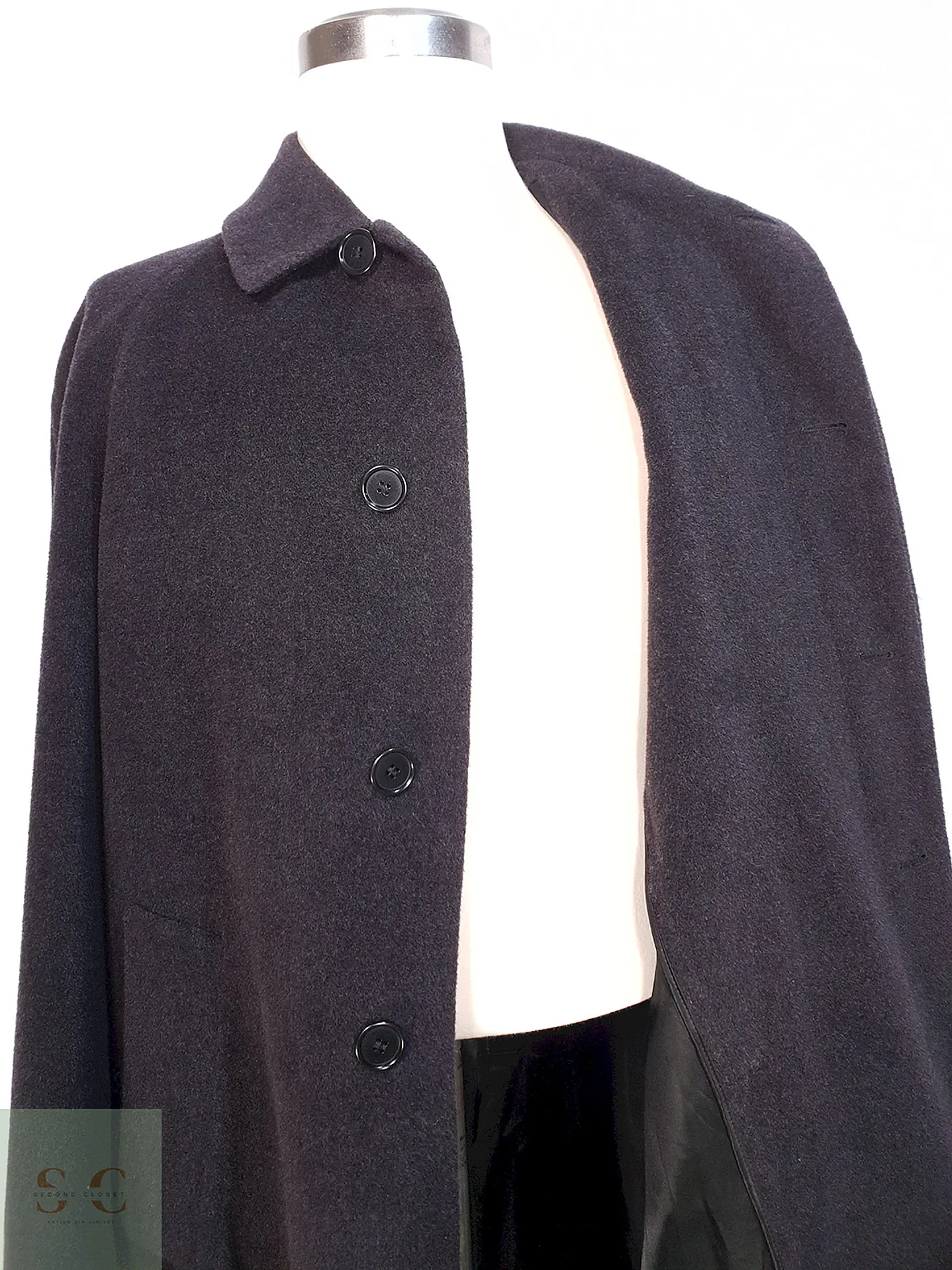 Abrigo Largo Plomo Black Watch Lana Cashmere Talla L 5