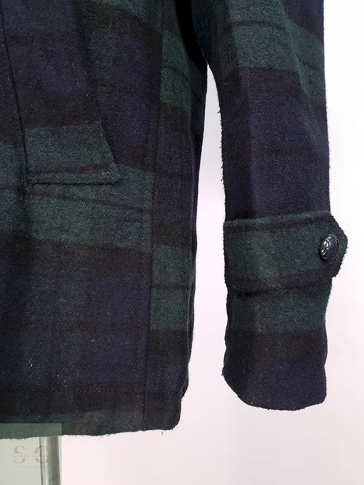 Abrigo Japonés GU Cuadrillé Verde azul Lana Talla S 7