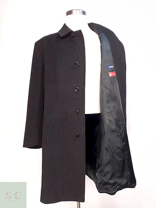 Abrigo Largo Plomo Marengo Italiano 100% Lana Virgen Piacenza Talla XXL