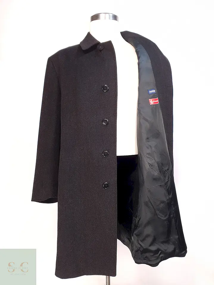 Abrigo Largo Plomo Marengo Italiano 100% Lana Virgen Piacenza Talla XXL 1
