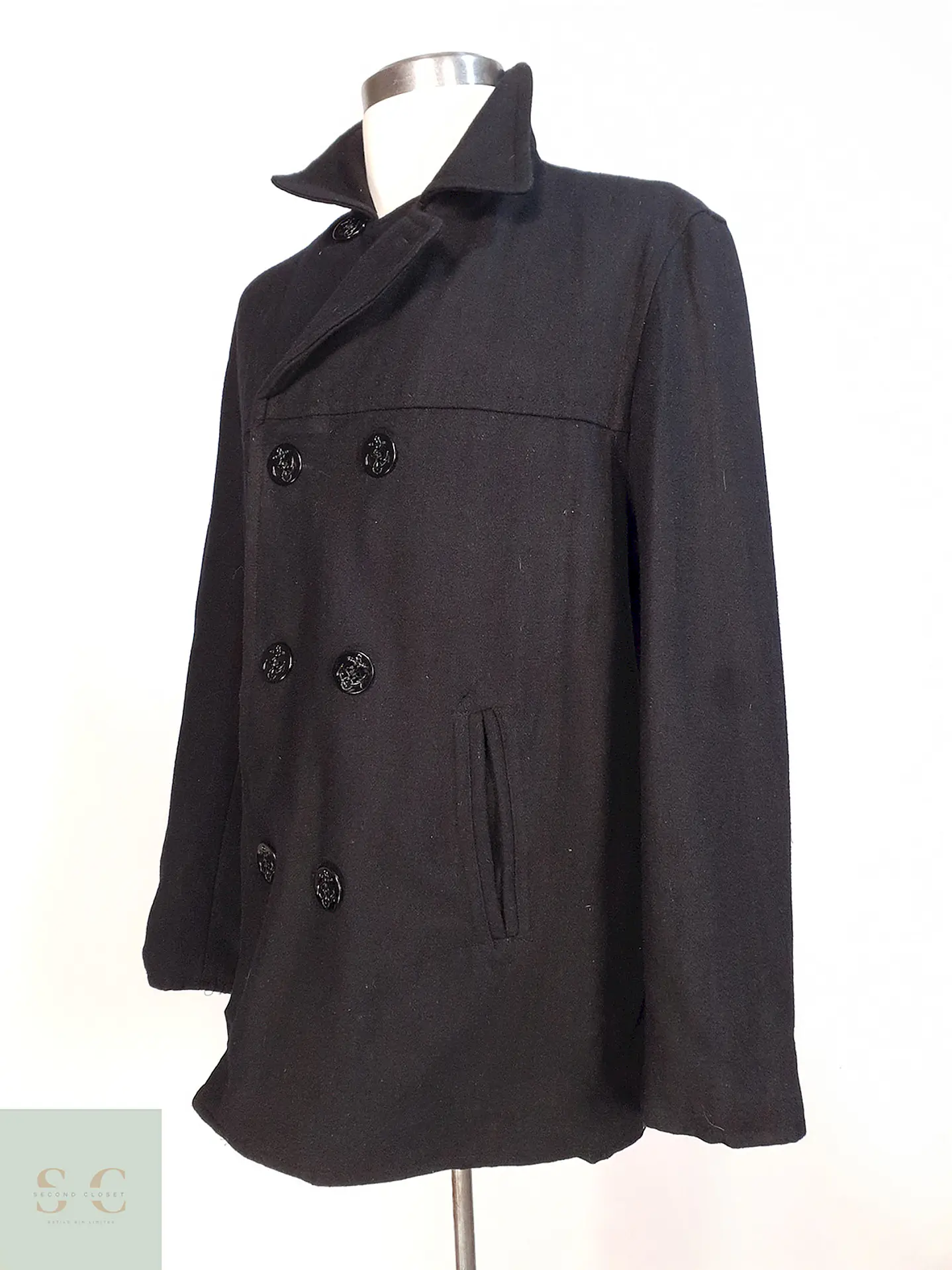 Abrigo Marinero Negro Chaps Lana Talla LXL 3