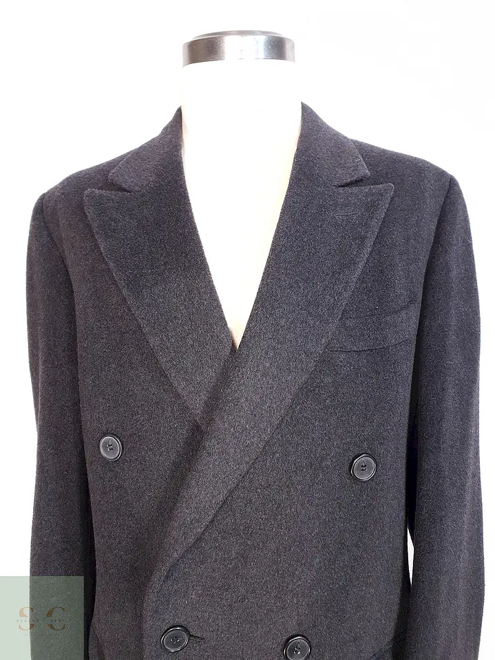 Abrigo Largo Cruzado Plomo Lana Cashmere Talla L 7