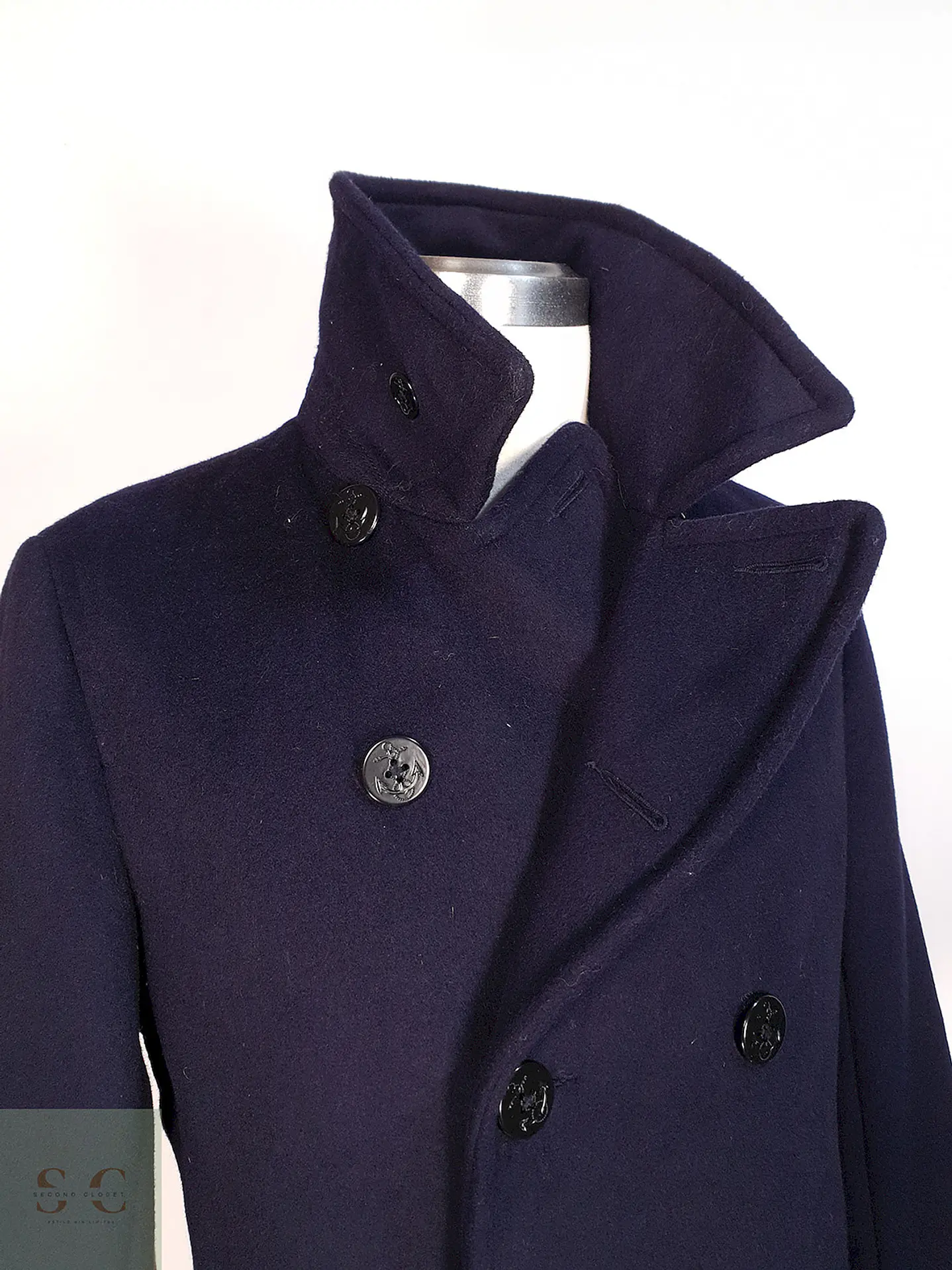 Abrigo Marinero Azul Lands' End Lana Talla SM 4