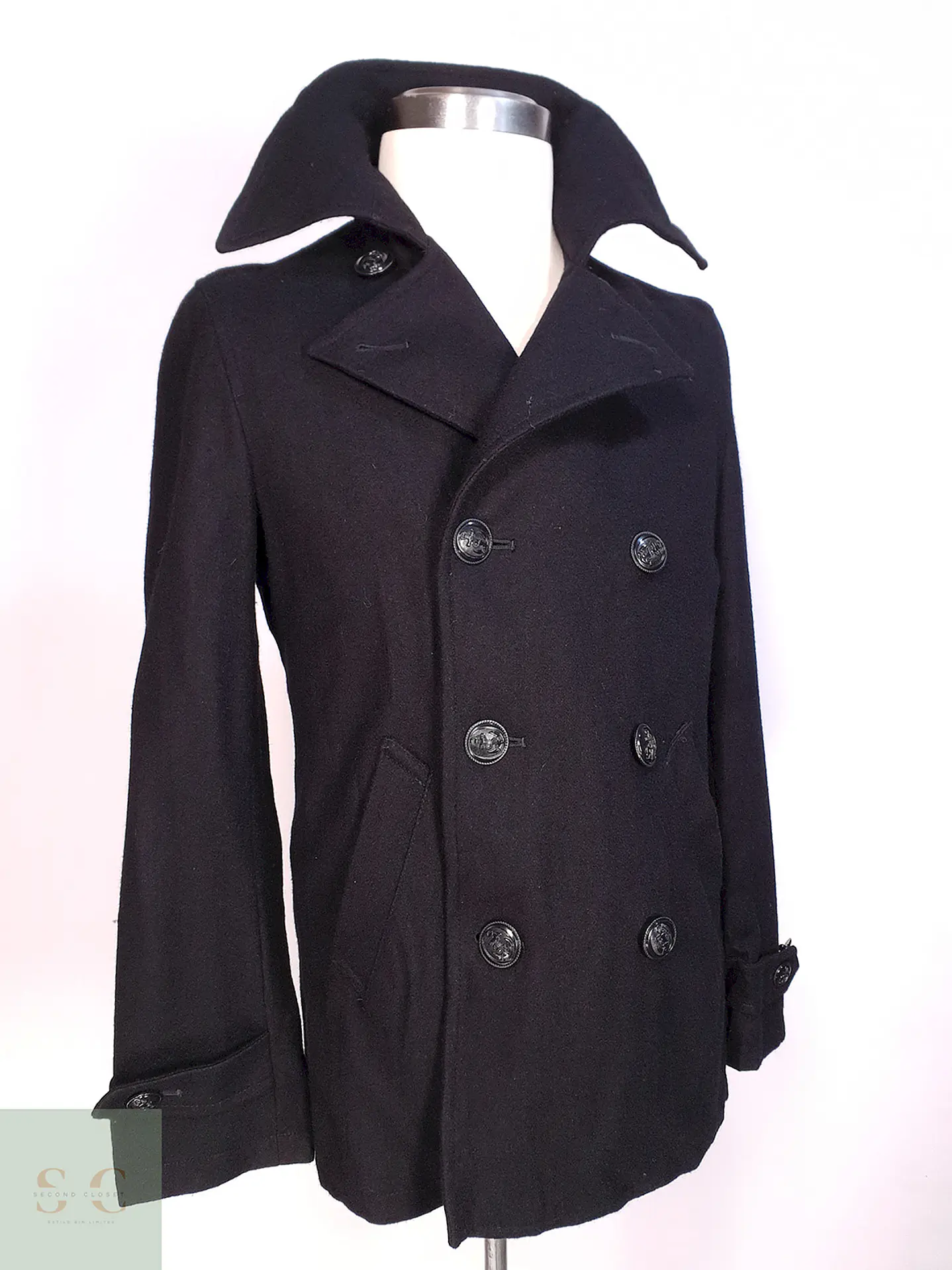 Abrigo Marinero Negro Japonés Suggestion - Lana Talla S 7