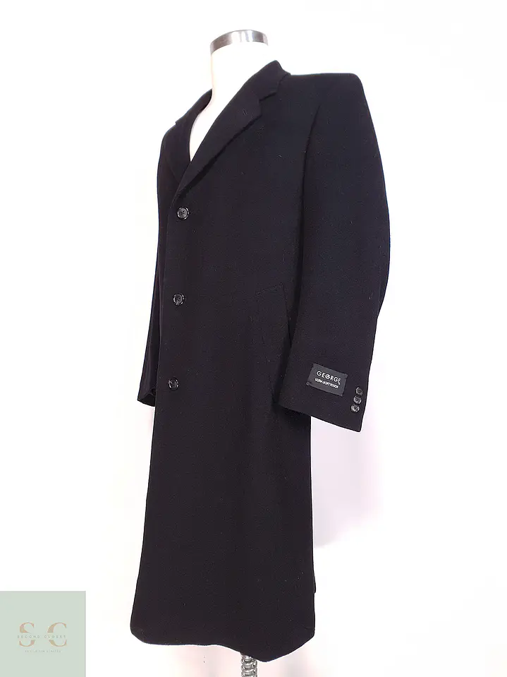 Abrigo Largo Negro Lana George Talla XL 5