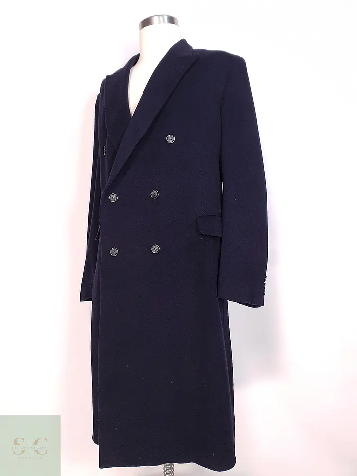 Abrigo Cruzado Largo Azul James Whitehead Lana Cashmere Talla XL 8