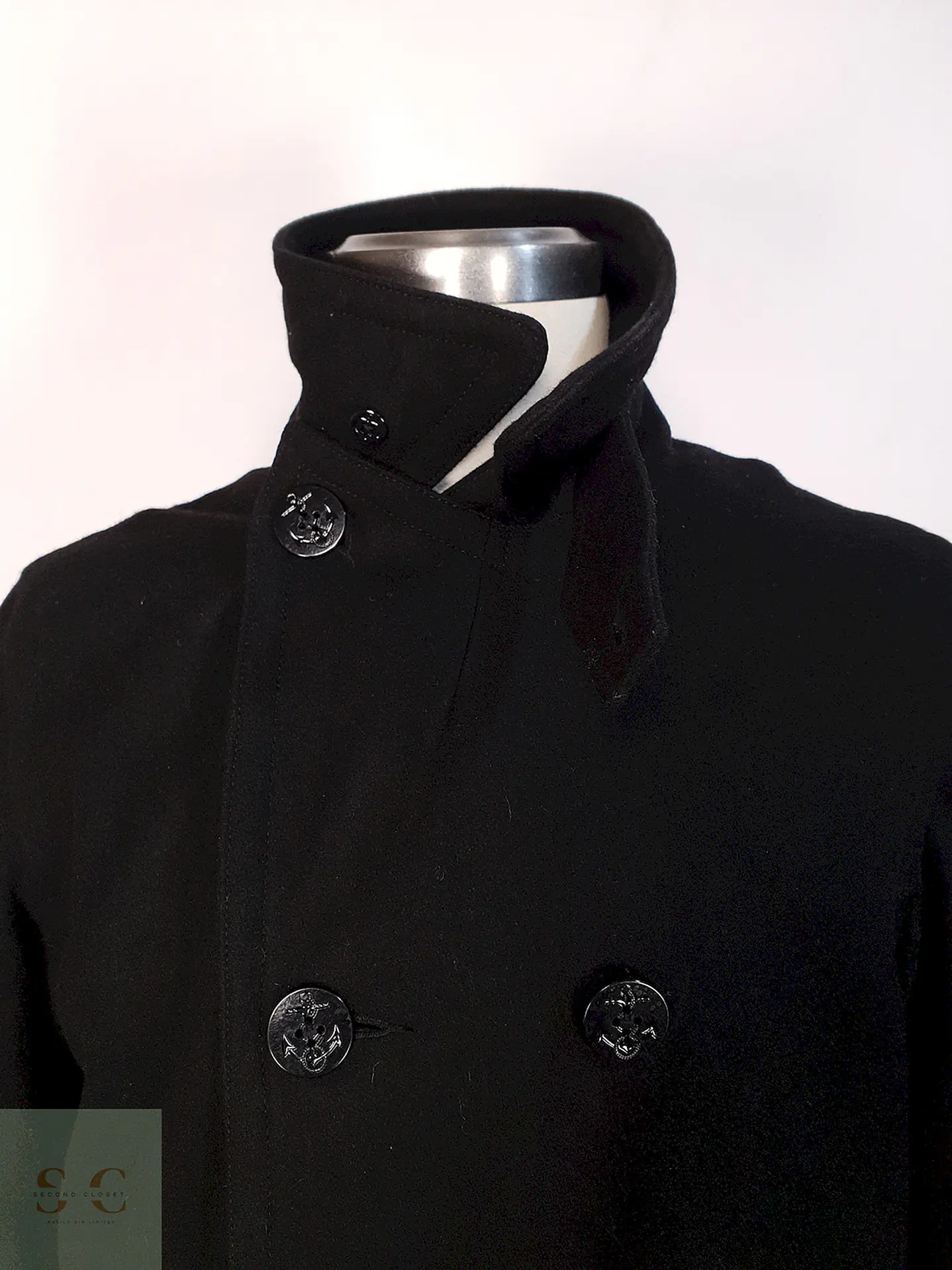 Abrigo Marinero Negro Old Navy Lana Virgen Talla L 4