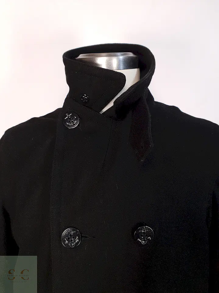 Abrigo Marinero Negro Old Navy Lana Virgen Talla L 4