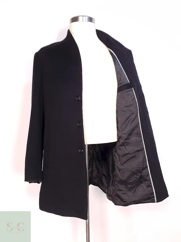 Abrigo Negro Aptro 100% Lana Talla M 9