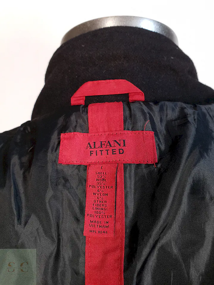 Abrigo Chaqueta Alfani Negro - Lana Talla L 8