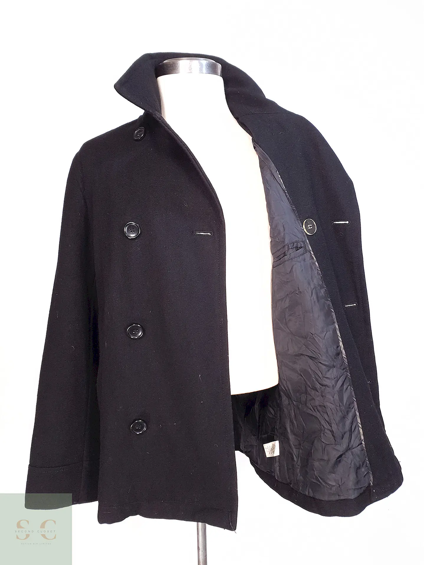Abrigo Marinero Negro Merona Lana Talla M 7