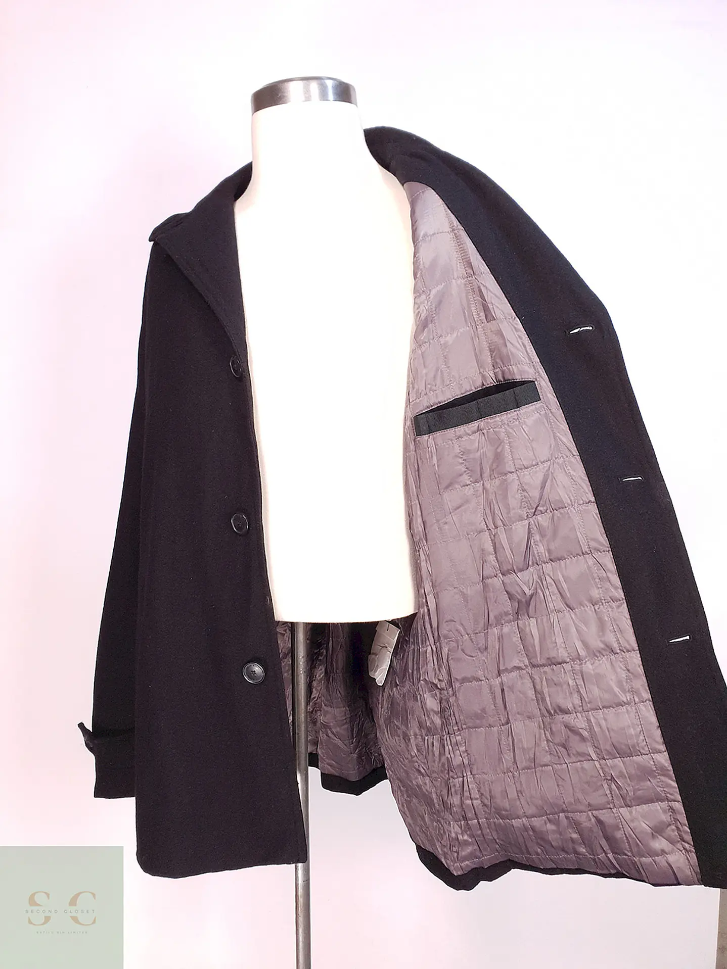 Abrigo Chaquetón Negro Calvin Klein 50% Lana Talla XXL 8