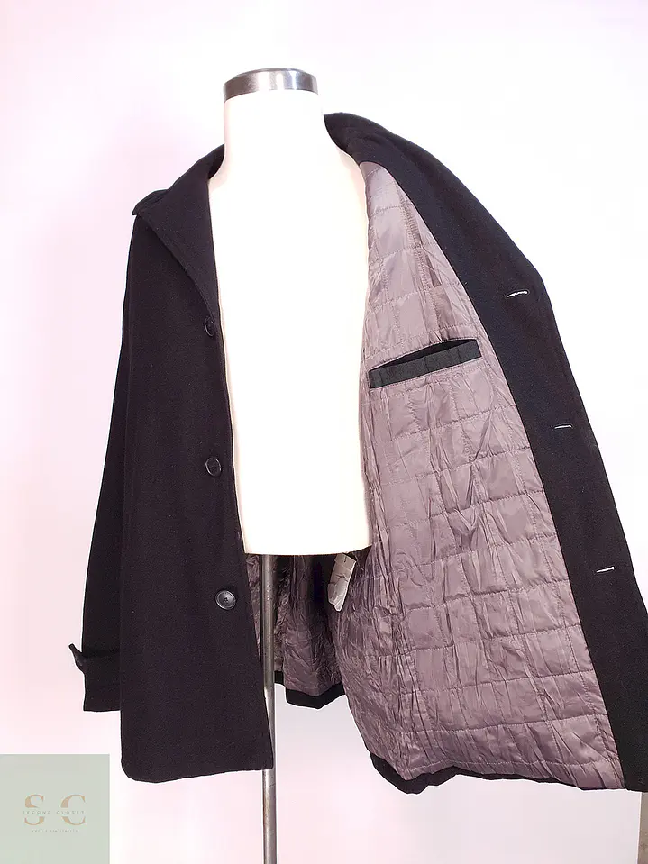 Abrigo Chaquetón Negro Calvin Klein 50% Lana Talla XXL 8