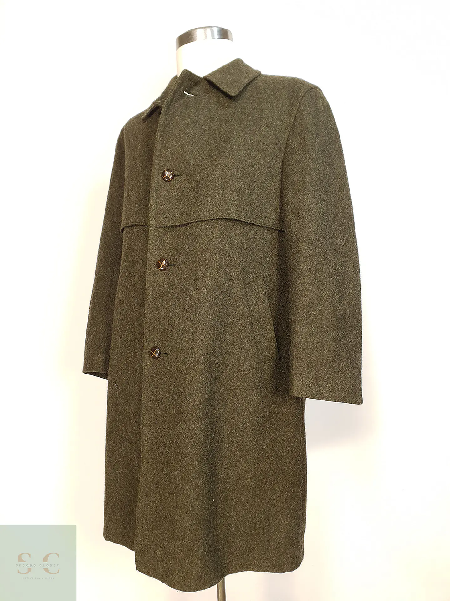 Abrigo Largo Loden Verde Baur Tirol 100% Lana Virgen Talla L 2