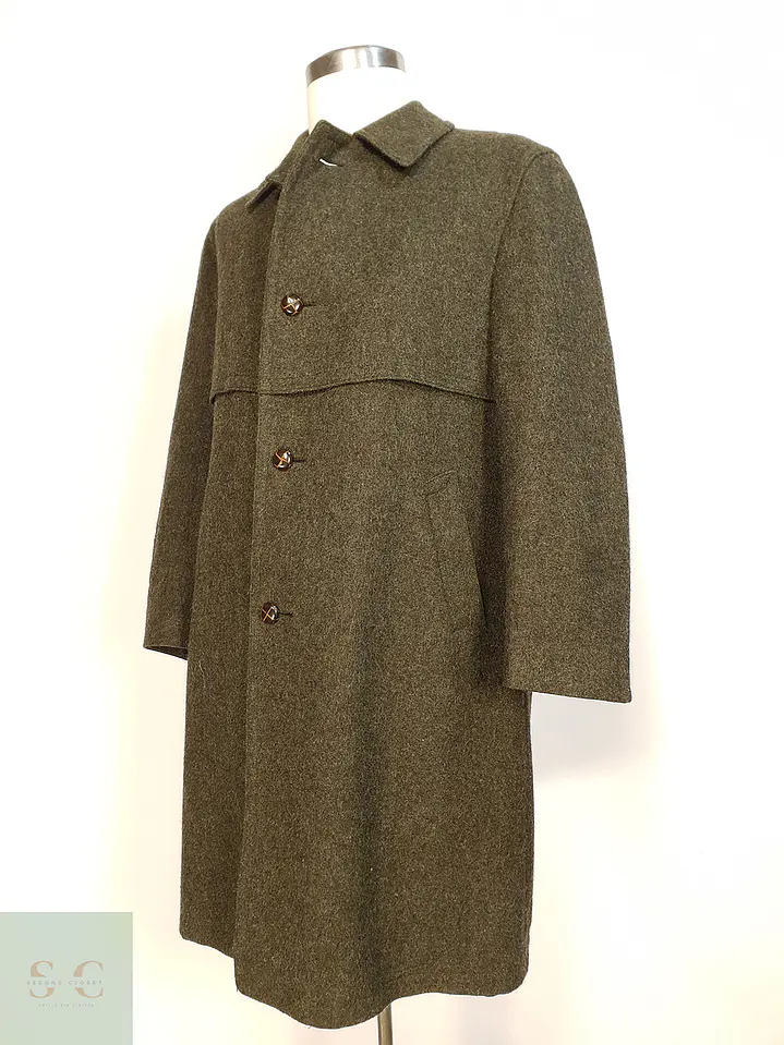 Abrigo Largo Loden Verde Baur Tirol 100% Lana Virgen Talla L 2