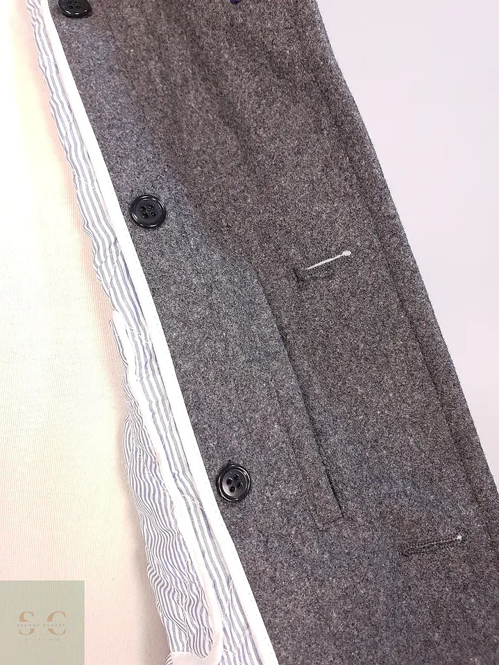 Abrigo Corto Gris Lana Cashmere Mens Melrose con Chaleco Talla SM 8