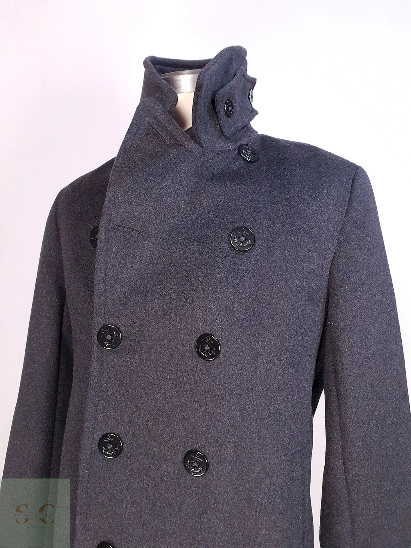 Abrigo Marinero Plomo Lands' End Lana gruesa Talla SM 8