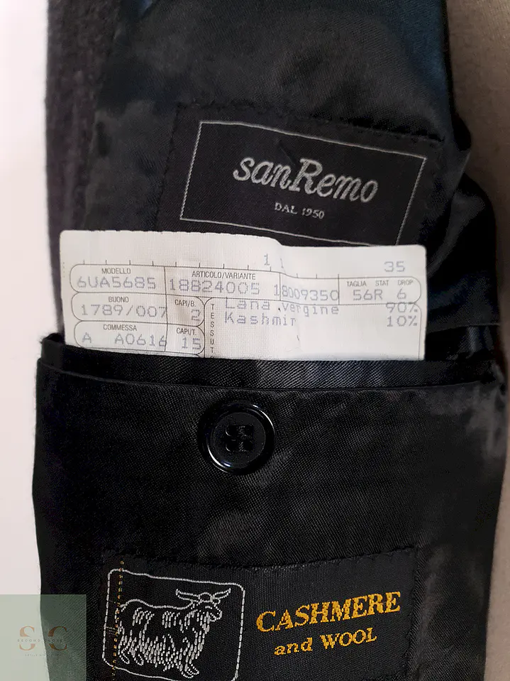 Abrigo Largo Plomo San Remo Lana Virgen Cashmere Talla 2XL 11