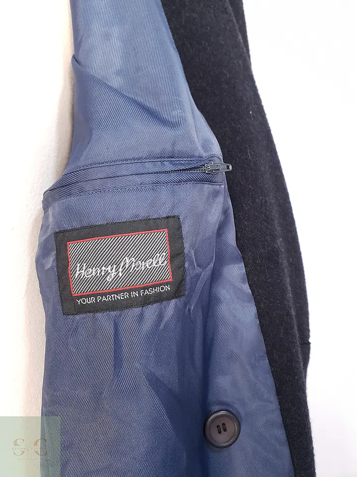 Abrigo Largo Cruzado Plomo Henry Morel Lana Talla XL 12