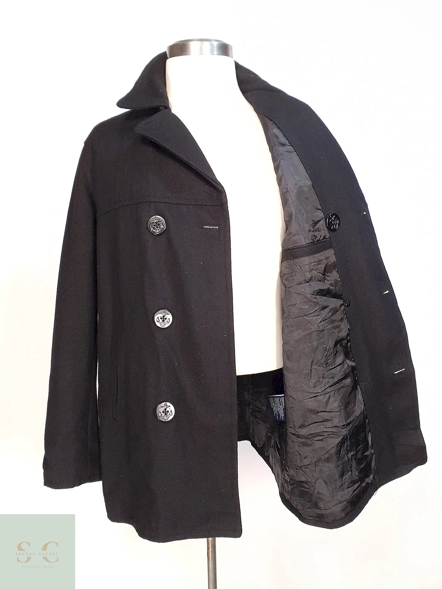 Abrigo Marinero Negro Chaps Lana Talla LXL 8