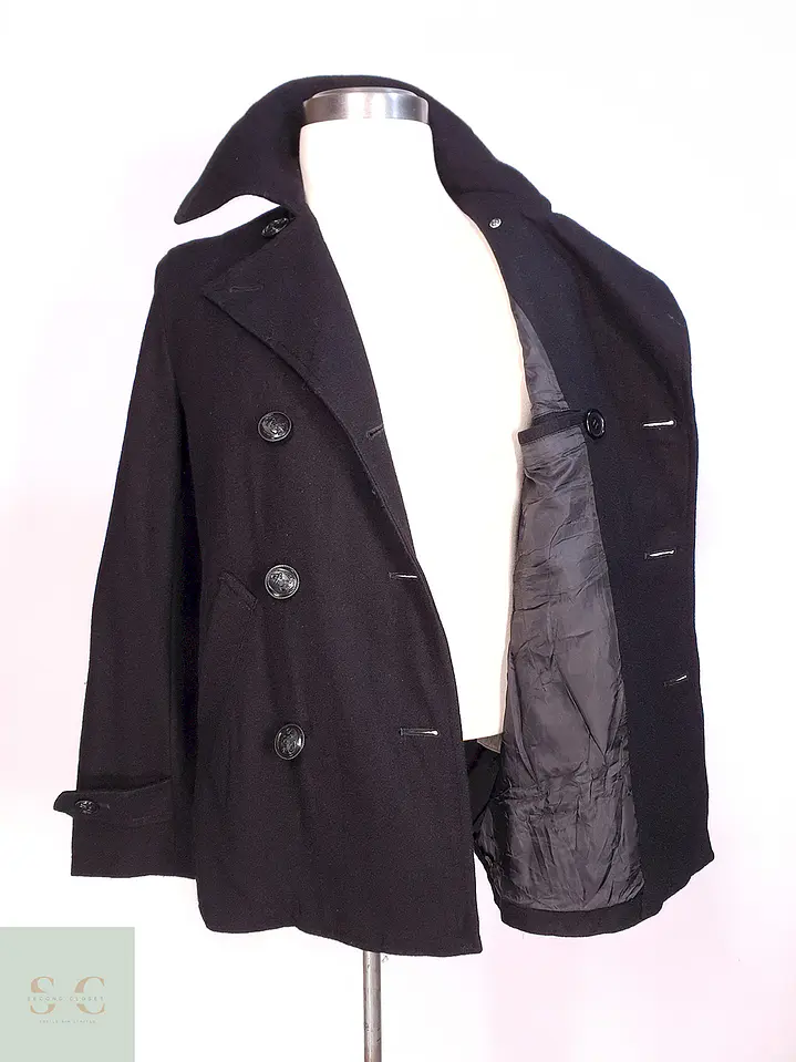 Abrigo Marinero Negro Japonés Suggestion - Lana Talla S 9