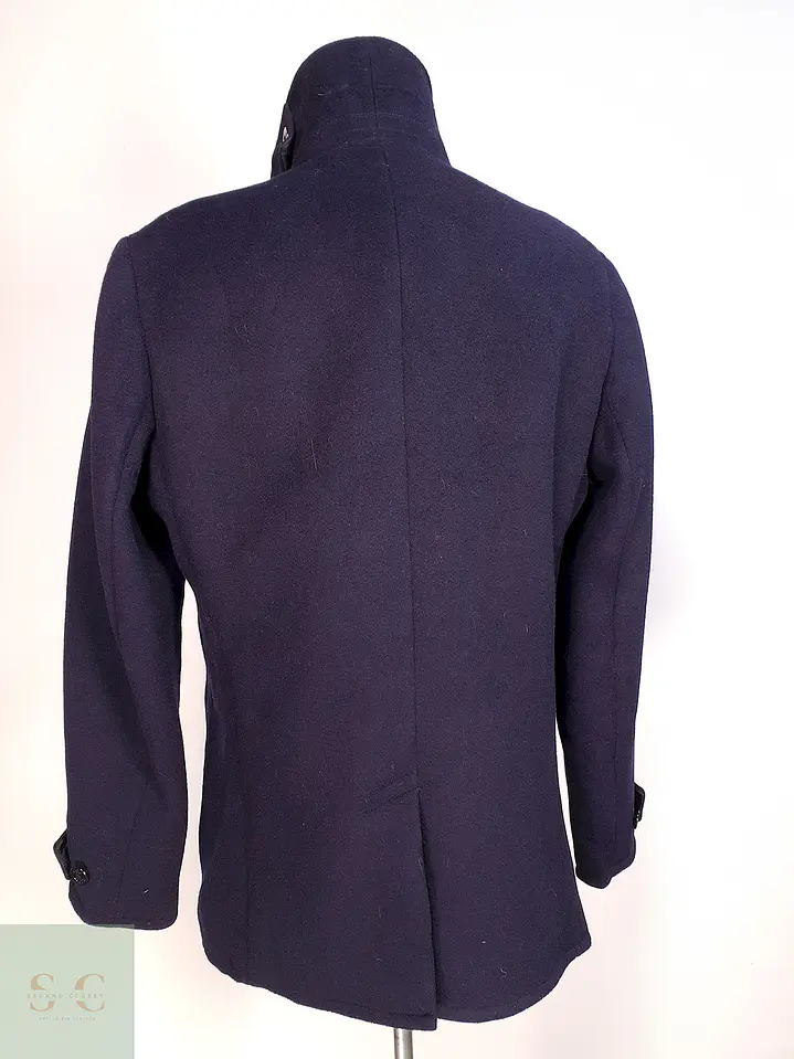 Abrigo Marinero Azul Lands' End Lana Talla SM 9