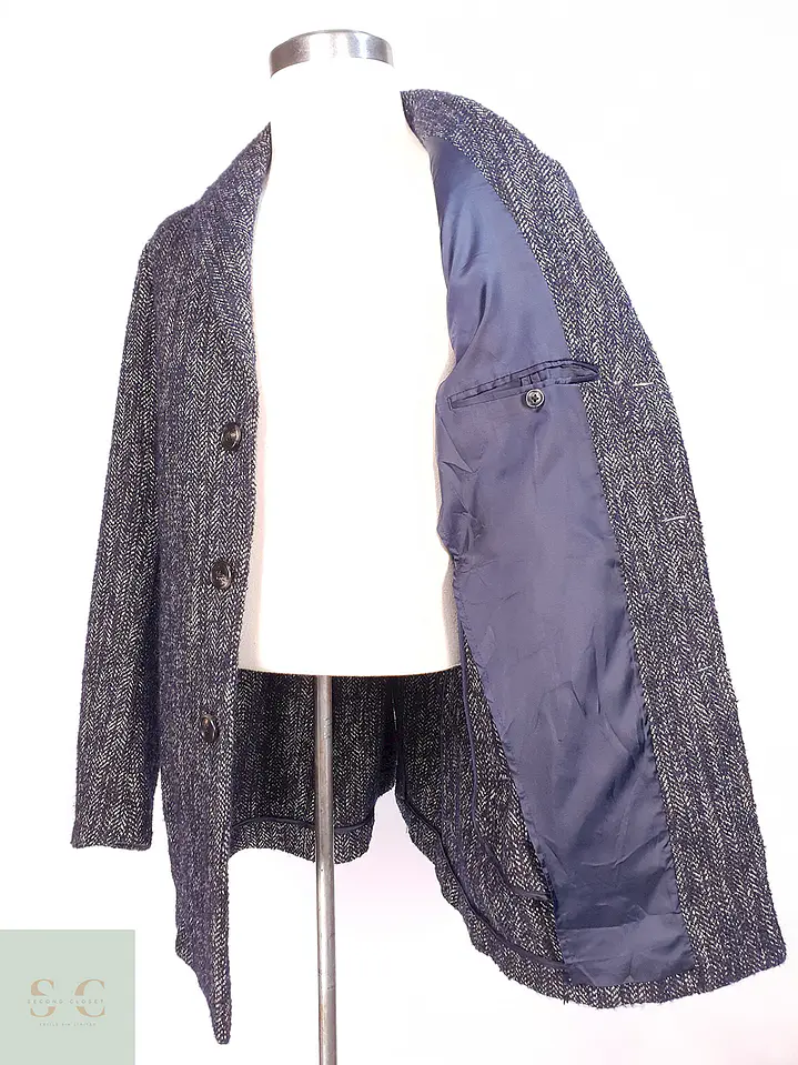 Abrigo Italiano Conbipel Azul Lana Talla M 7