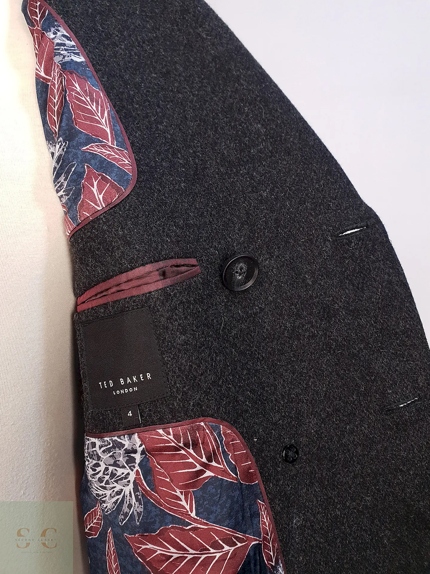 Abrigo Marinero Plomo Ted Baker - Lana Talla SM 9