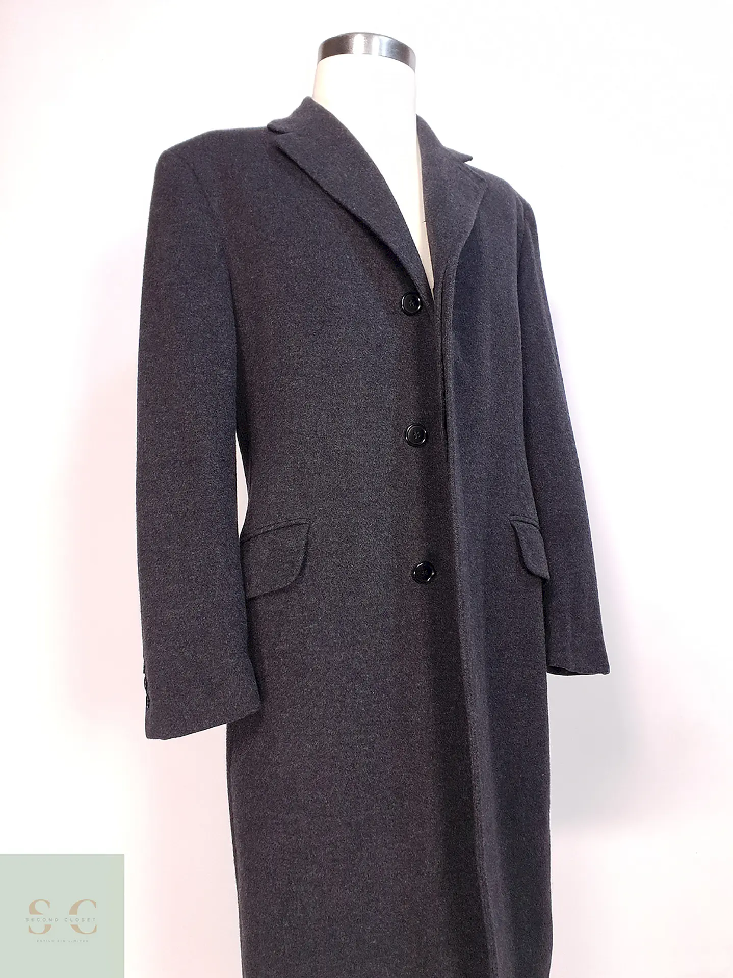 Abrigo Largo Plomo San Remo Lana Virgen Cashmere Talla 2XL 9