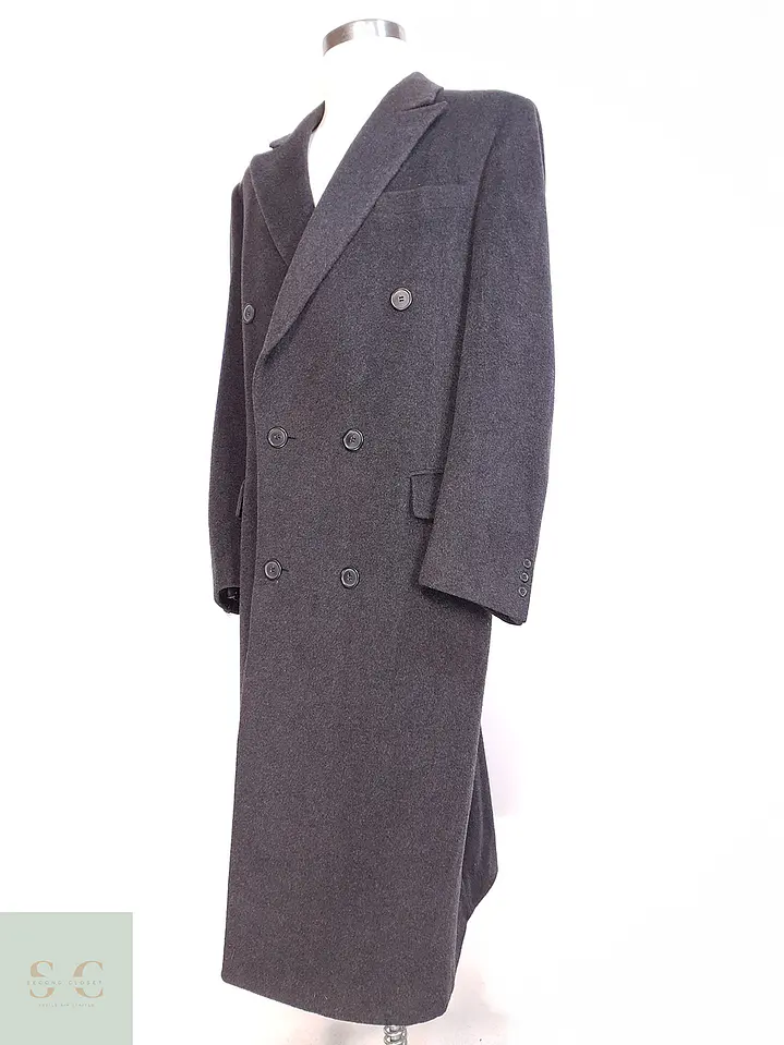 Abrigo Largo Cruzado Plomo Lana Cashmere Talla L 10