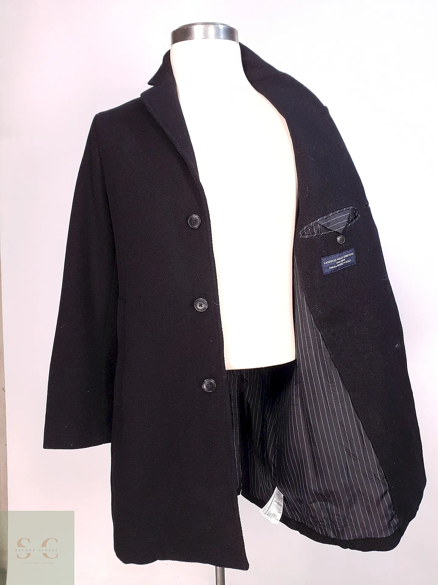 Abrigo Negro GAP Lana Italiano Lanificio Nello Gori - Talla S 8