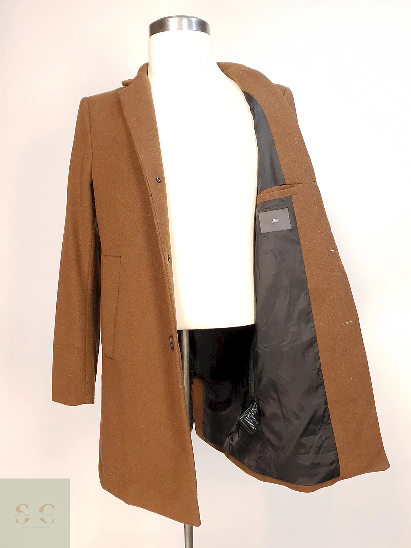 Abrigo Camel H&M Mezcla Lana Talla S 10