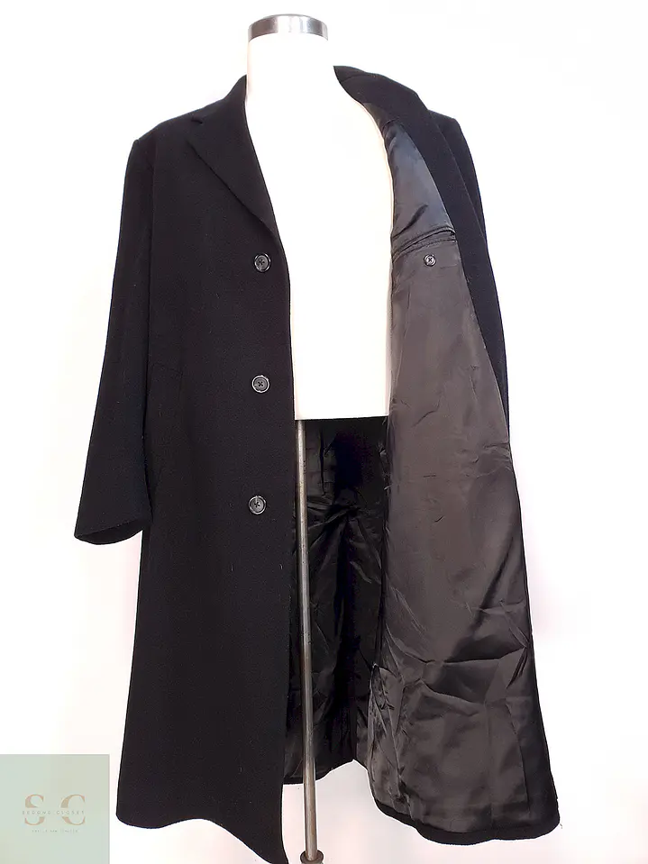 Abrigo Largo Negro Lana George Talla XL 11