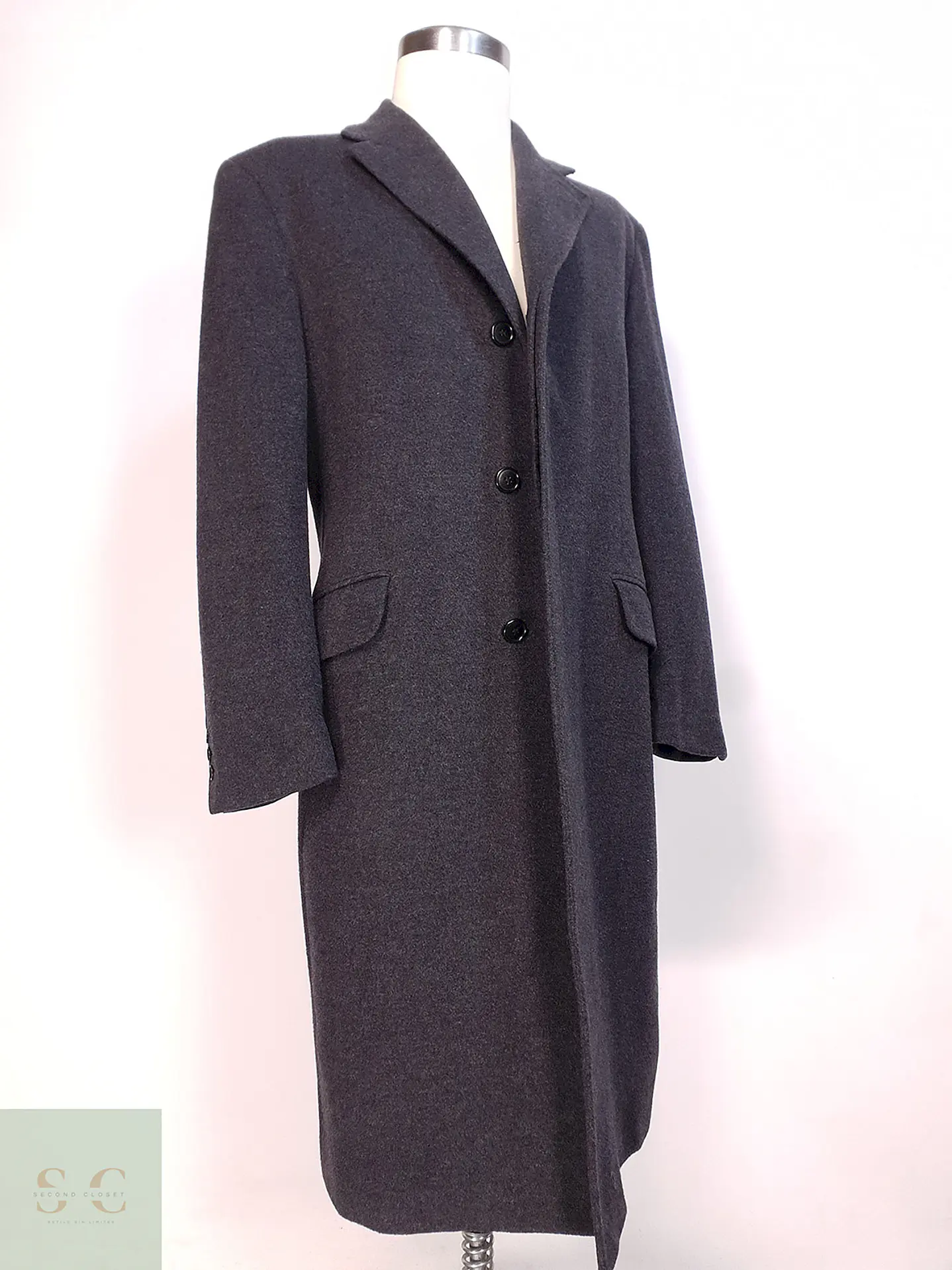 Abrigo Largo Plomo San Remo Lana Virgen Cashmere Talla 2XL 1